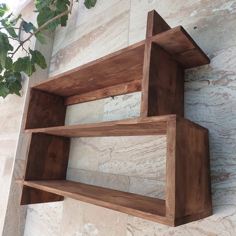 شلف دیواری کتابخانه چوبی