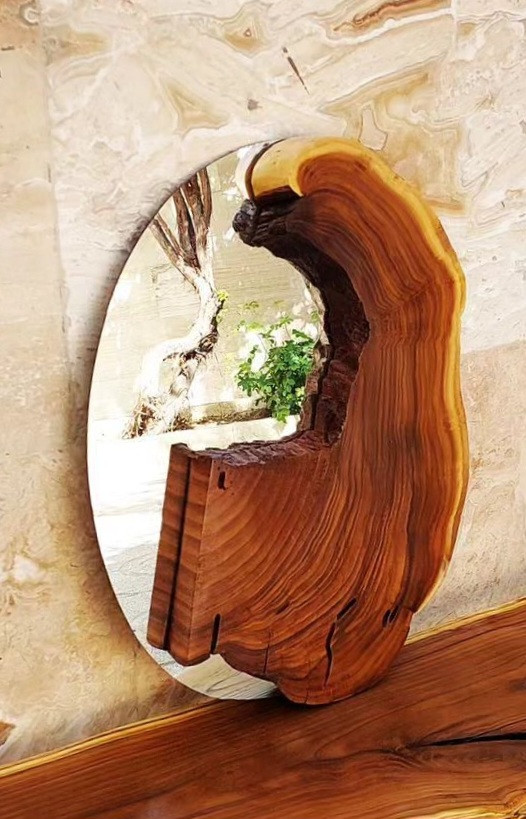آینه چوبی روستیک