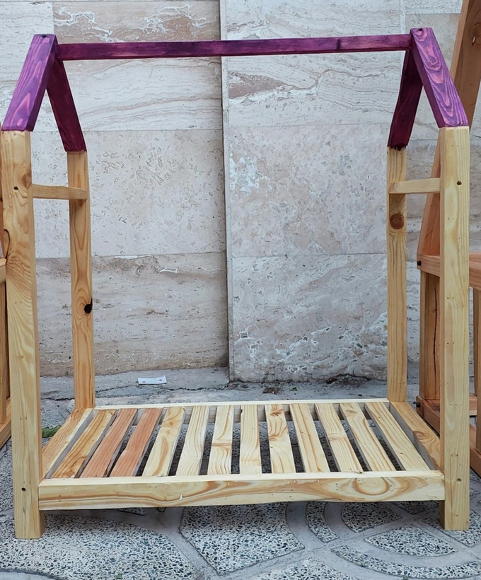 رگال چوبی کودک طرح کلبه