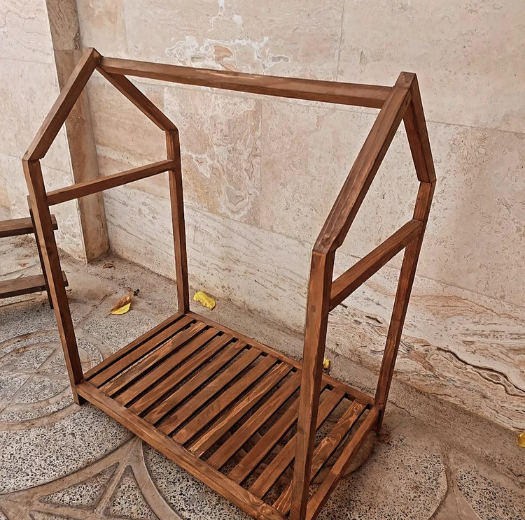 رگال چوبی کودک طرح کلبه